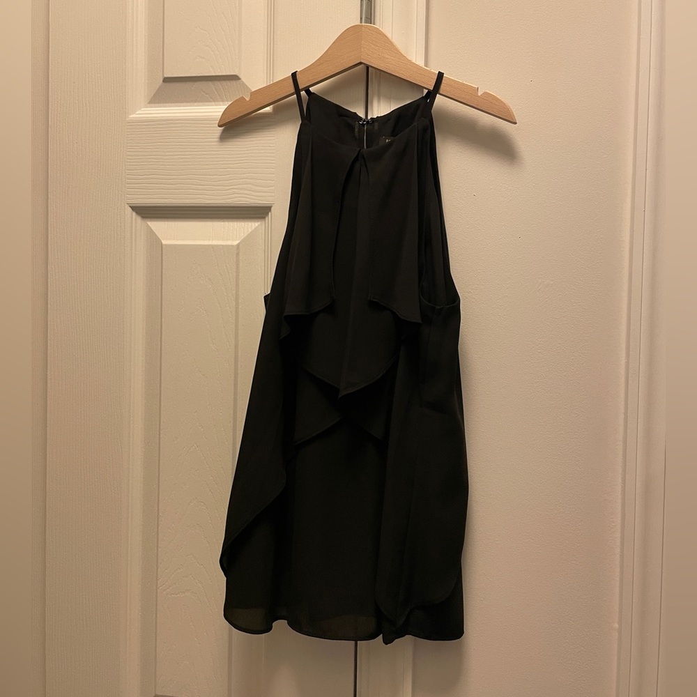 NWT Banana Republic Womens High-Neck Layered Sleeveless Top in black color - Picture 3 of 13